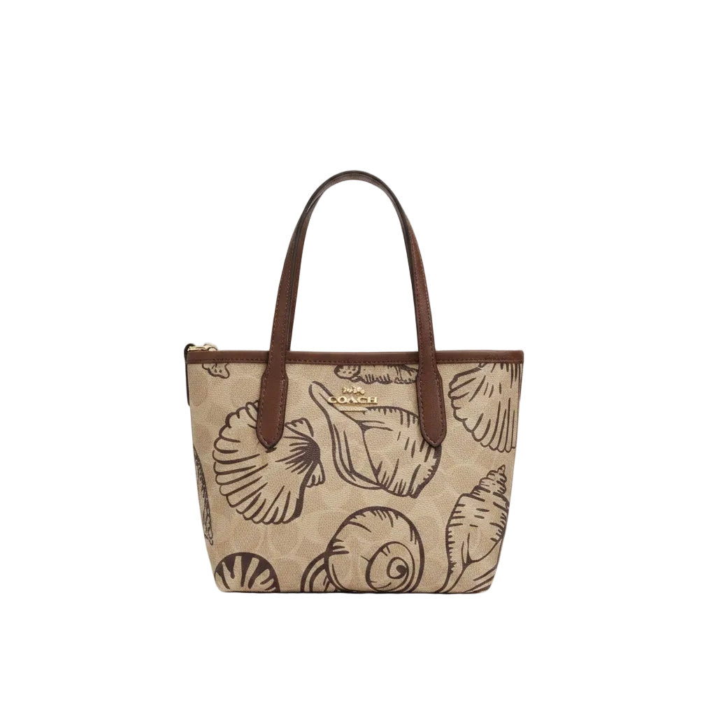 Coach City Mini Tote Bag In Signature Canvas With Shell Print