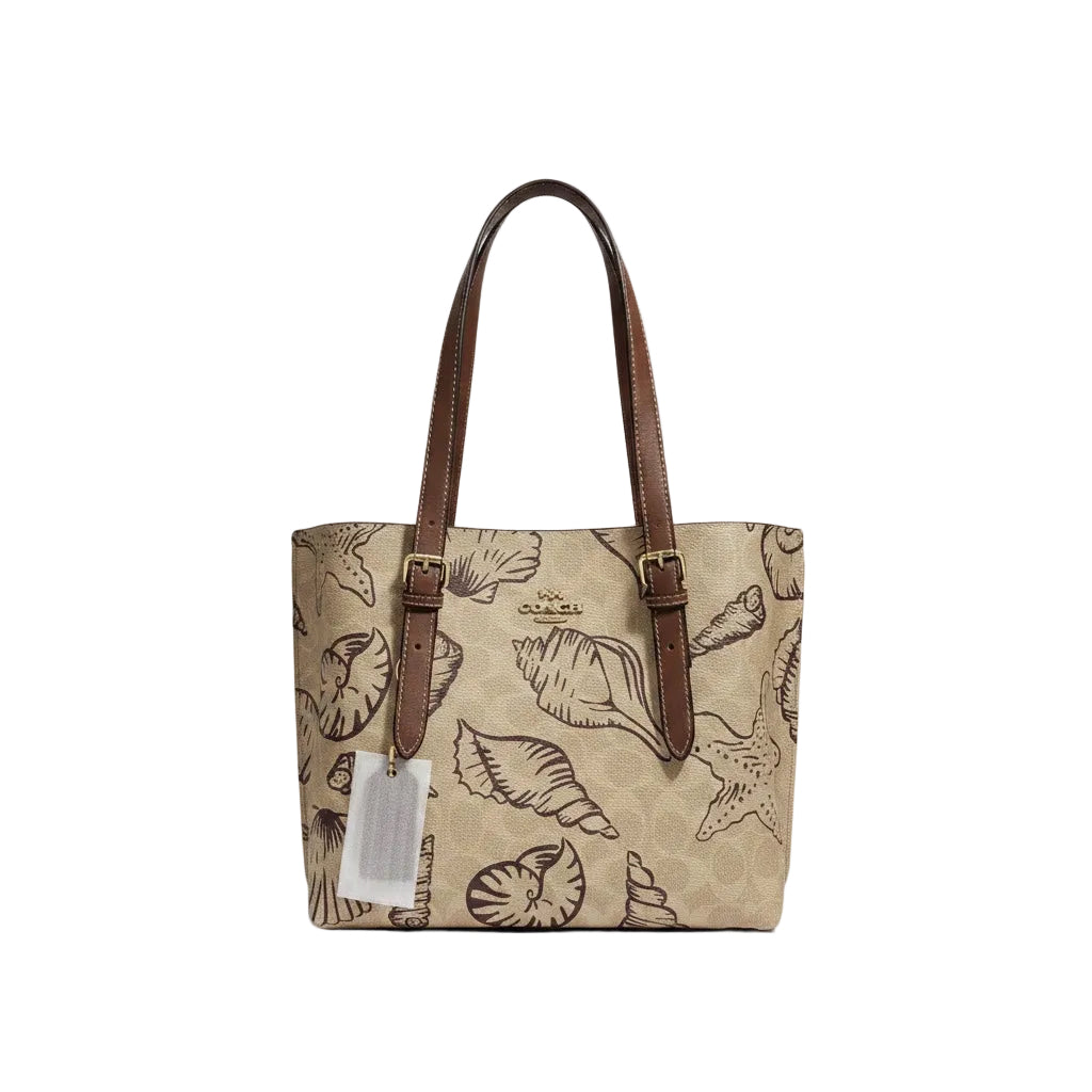 Coach Mollie Tote Bag 25 in Signature Canvas with Shell Print