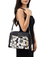 Emily Loran Black White Floral Scarf Bag