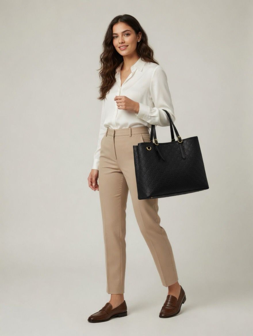Gucci GG Emblem Large leather Tote Bag